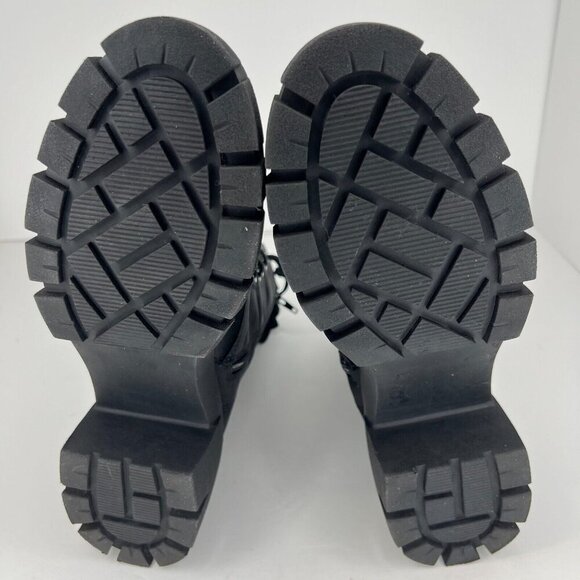 Womens HYPE05S1 Black Fabric Lace Up Side Zip Chunky Size 10M Ankle Combat Boots - Picture 8 of 9